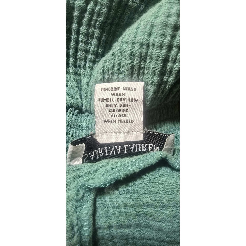 Sabrina Lauren New York Teal Cotton Gauze Smocked Tiered Mini Dress Womens L - Picture 3 of 9